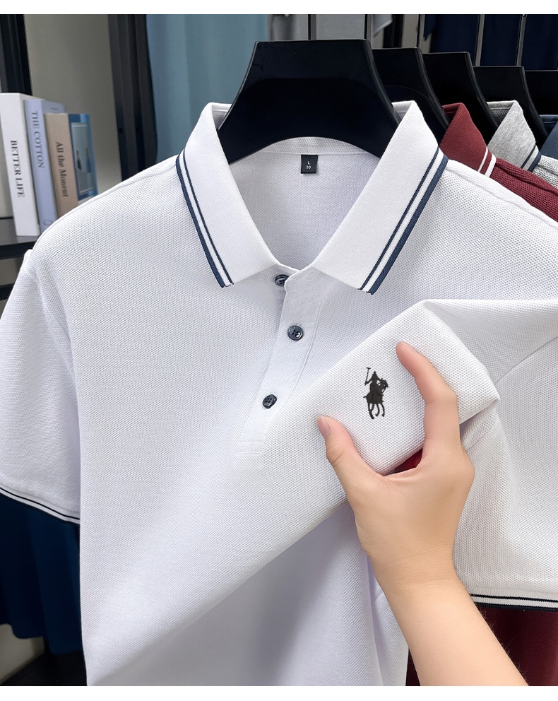 Polo Shirt Pique - Zomerpolo met gestreepte kraag, 100% ademende