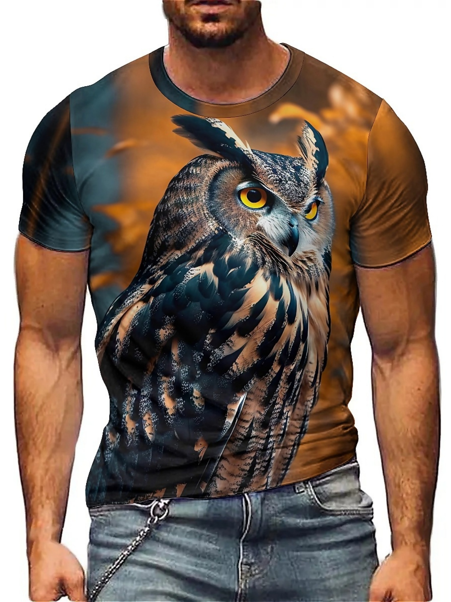 Tee Graphic Print - Heren en dames 3D-print Uil grafisch