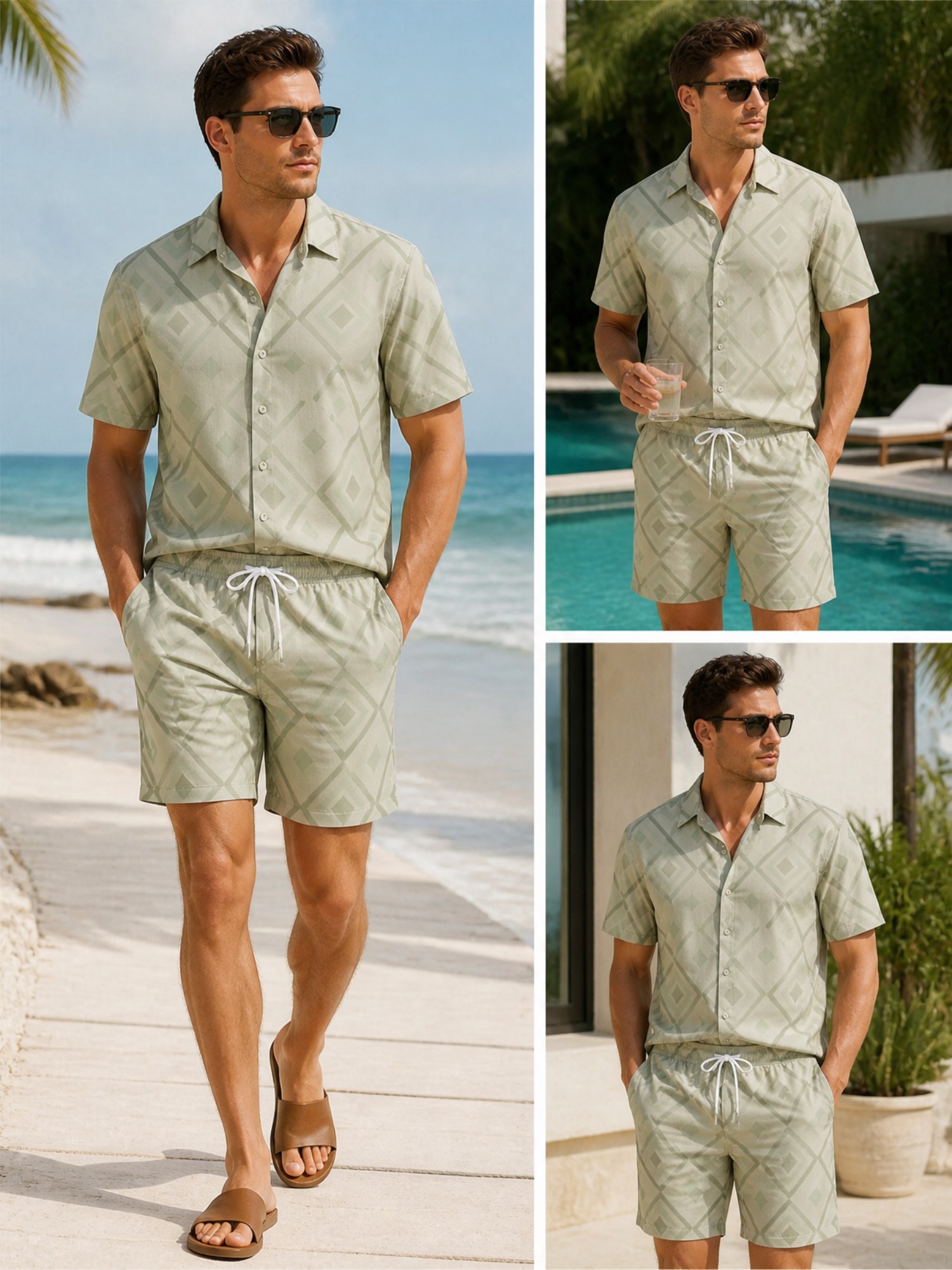 Resort Shirt Floral - Heren bloemenhemd met korte mouwen en