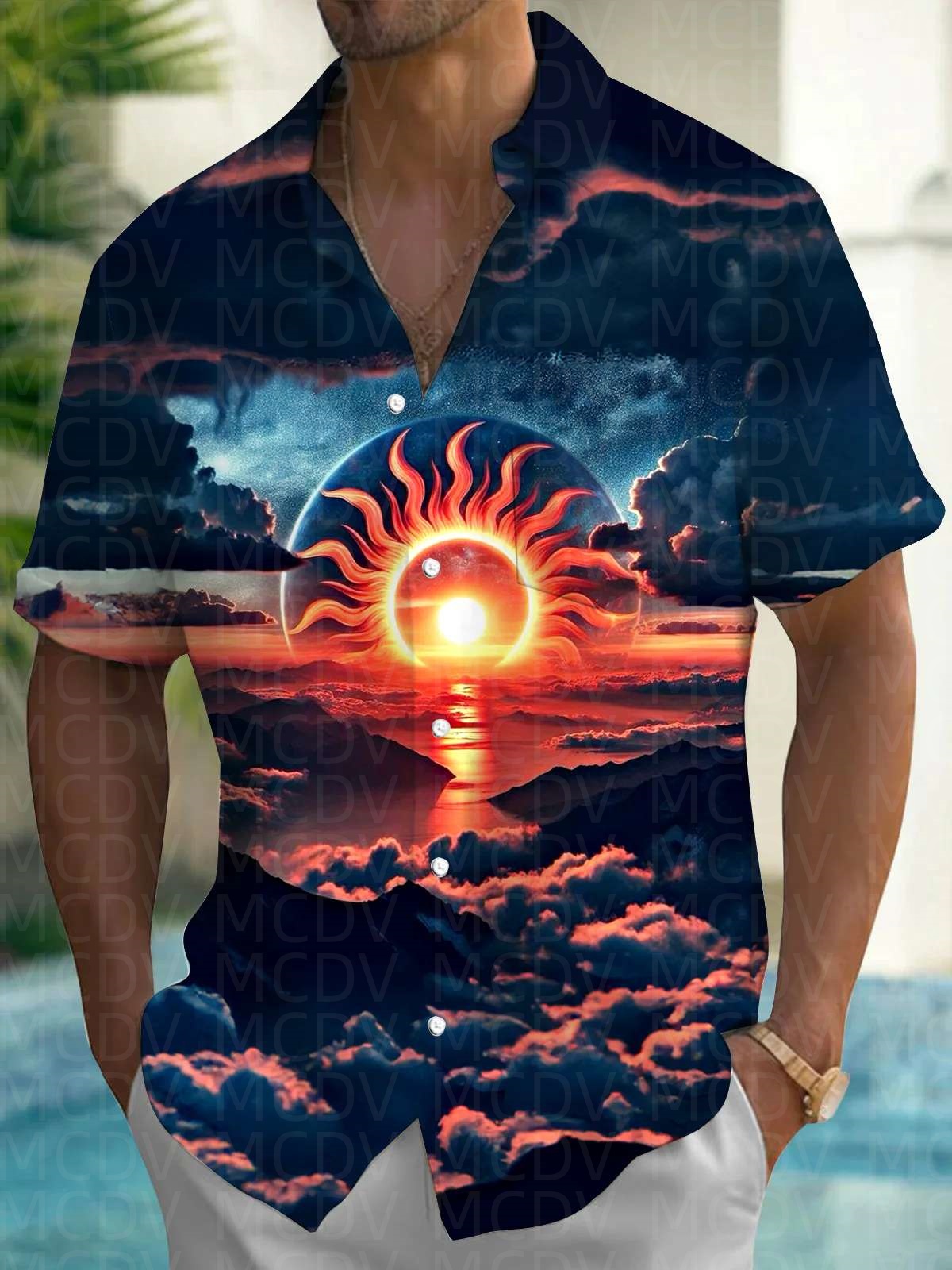 Shirt Camp Collar - Hawaiiaans overhemd voor heren, Sun Pattern