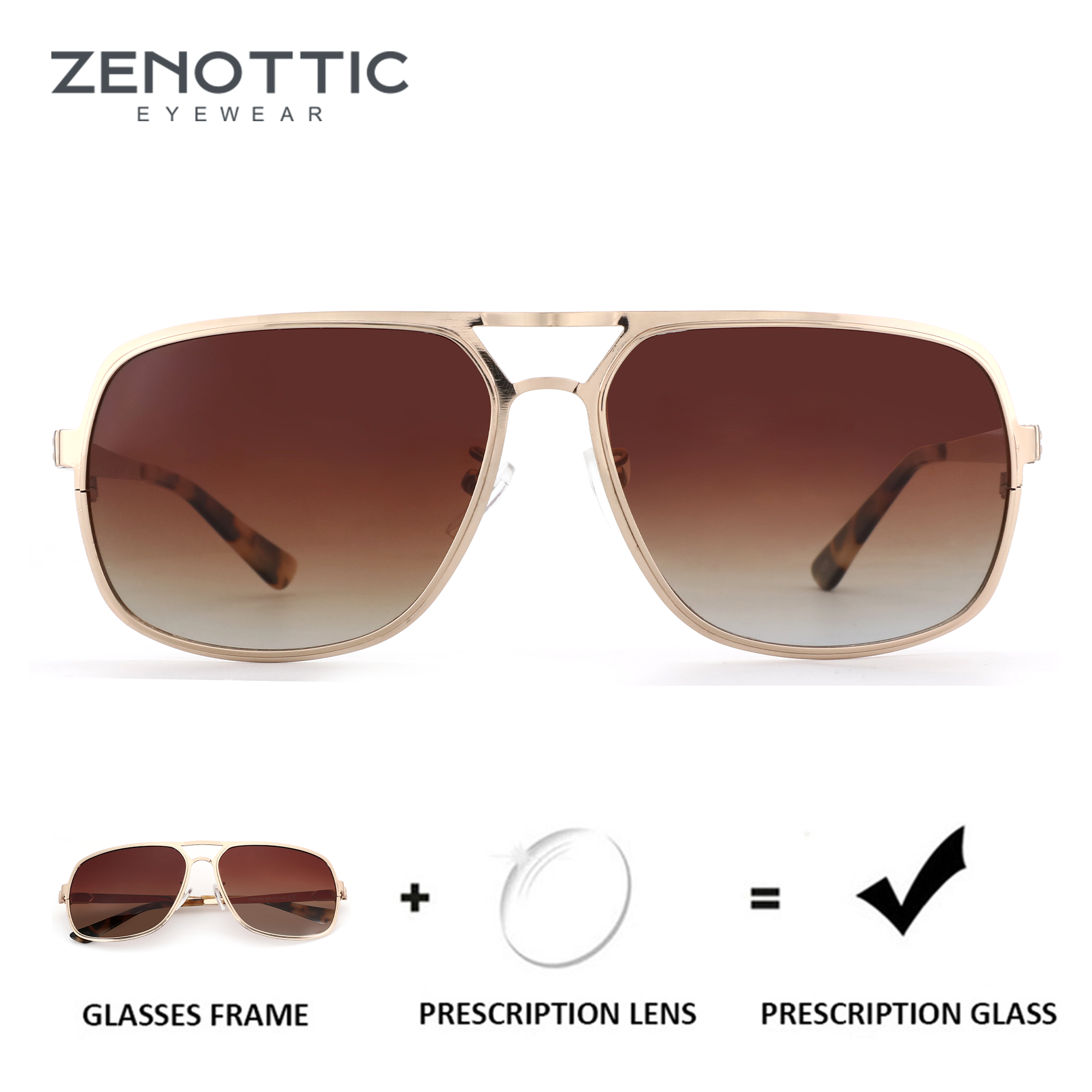 Sunglasses Aviator Polarized - ZENOTTIC (XL Maat) Hoge Kwaliteit Metalen