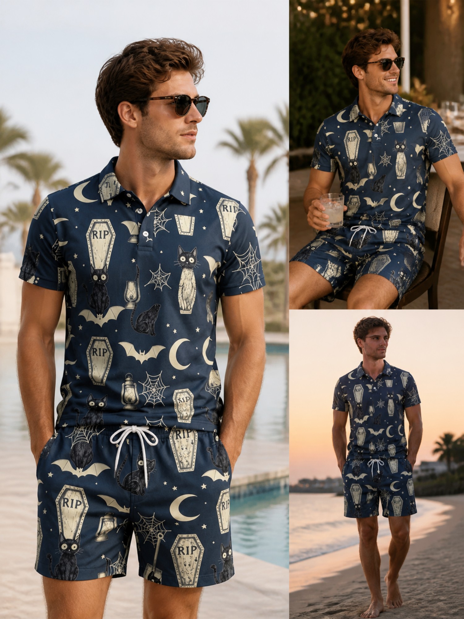 Resort Shirt Floral - Herenshirt met korte mouwen en shorts