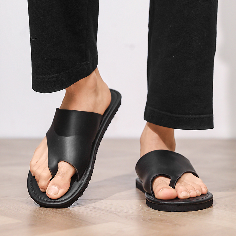 Flip Flop Leather Men - Hoge kwaliteit herenpantoffels Mode-slippers Leren ademende