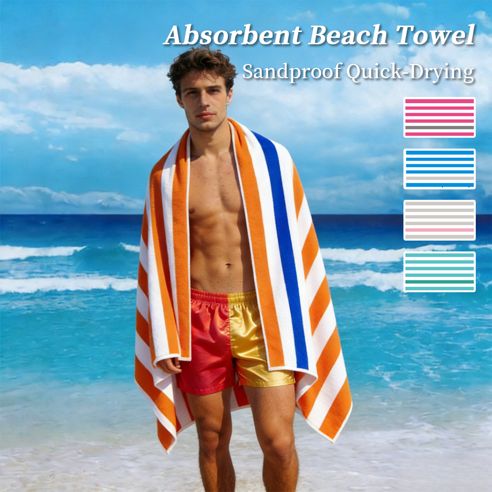 Beach Towel Large - Levendig gestreept strandlaken groot 31,5x63 inch