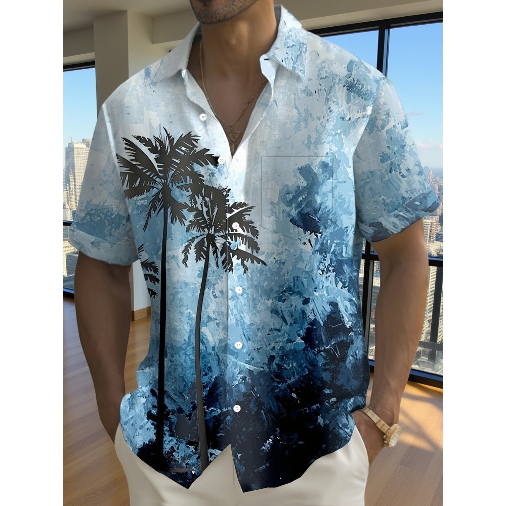 Resort Shirt Floral - Minimal Ink Texture Lapel Resort Shirt,