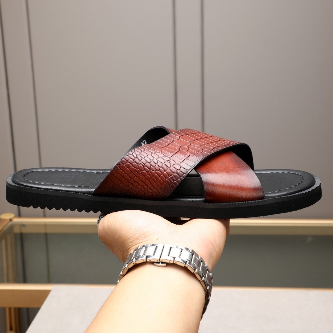 Flip Flop Leather Men - Luxe merk herenschoenen Handgemaakte modieuze sandalen