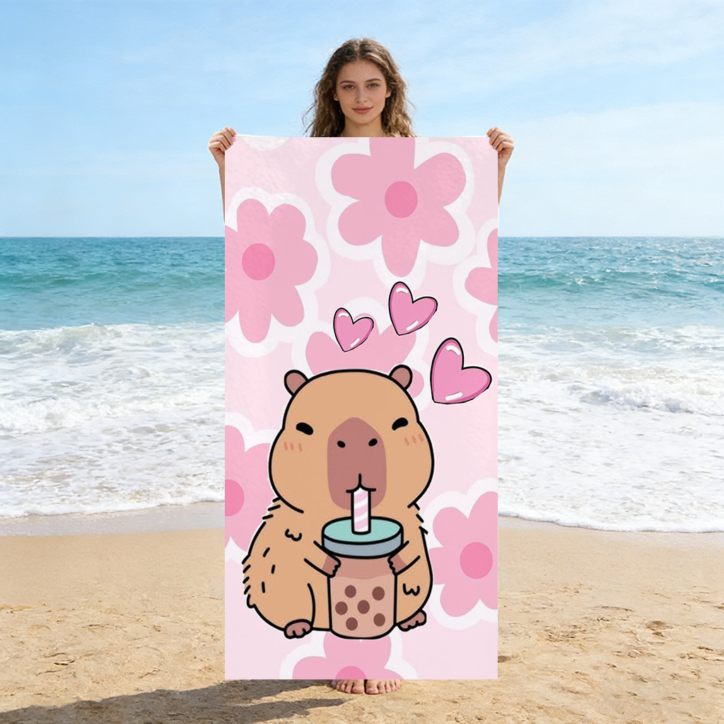 Beach Towel Large - Grappige Capybara strandhanddoek klein tot groot