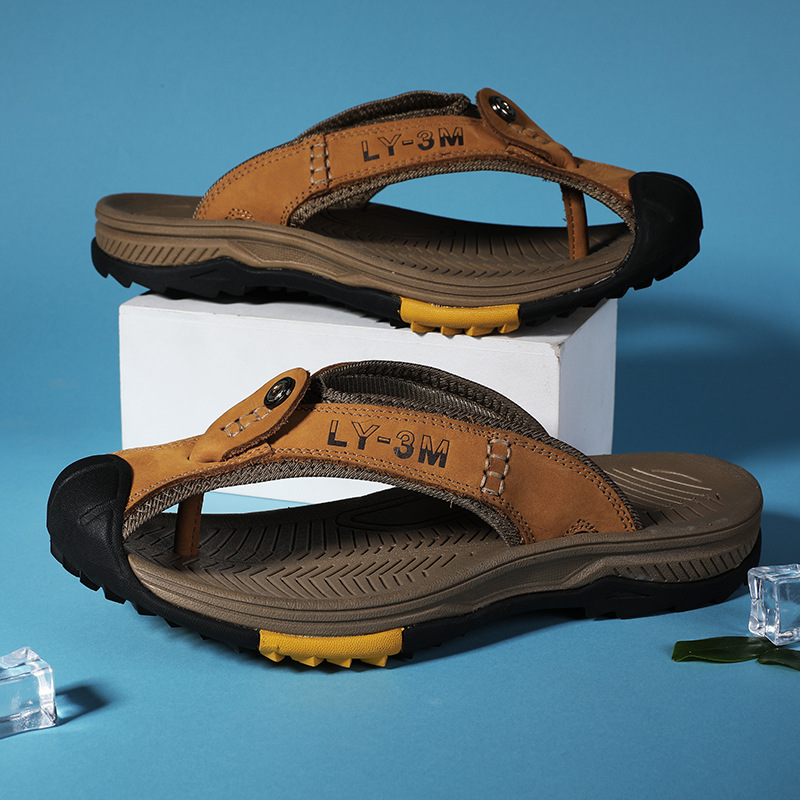 Flip Flop Leather Men - Nieuwe heren slippers van echt leer