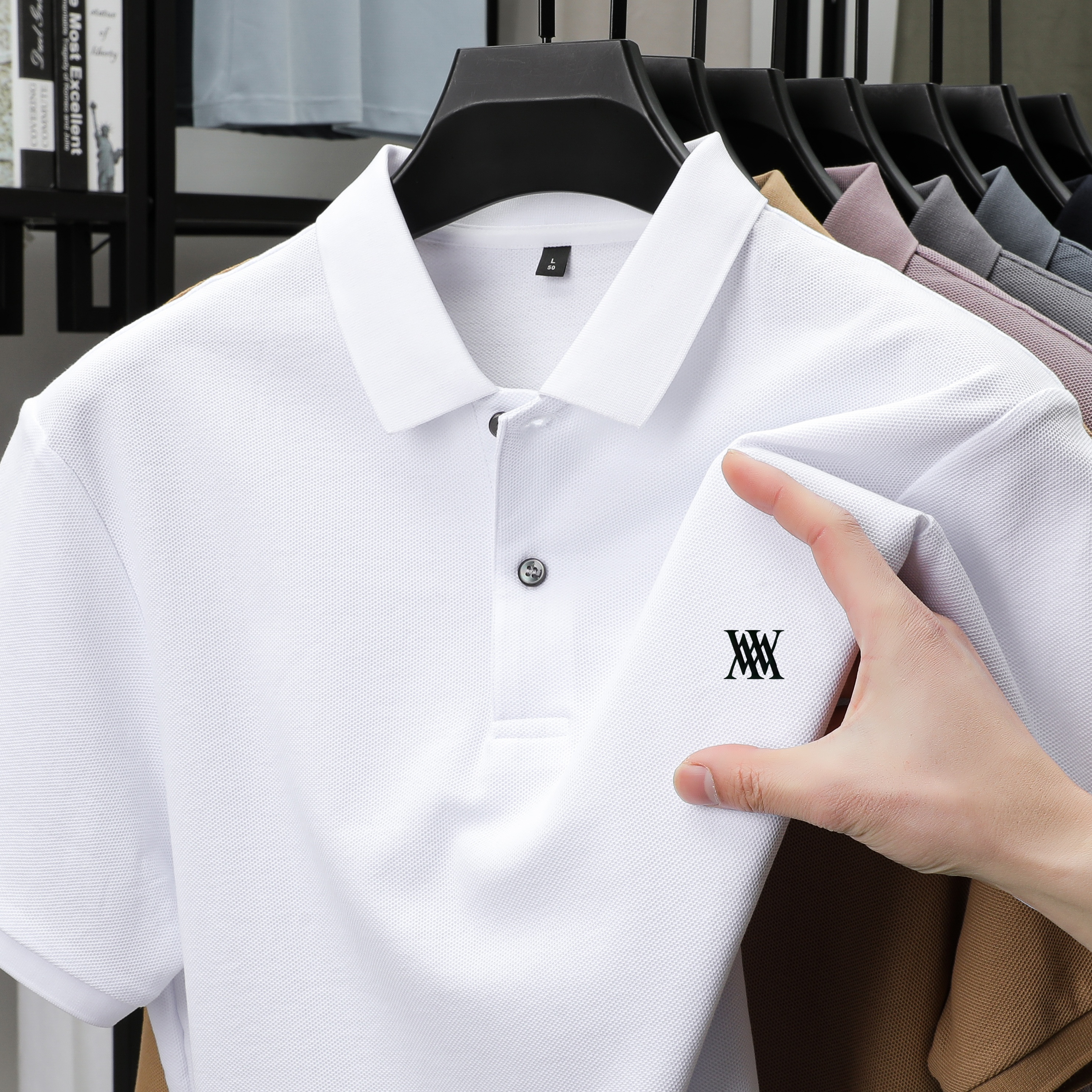 Polo Shirt Pique - Herenshirts, klassieke effen poloshirts met ronde