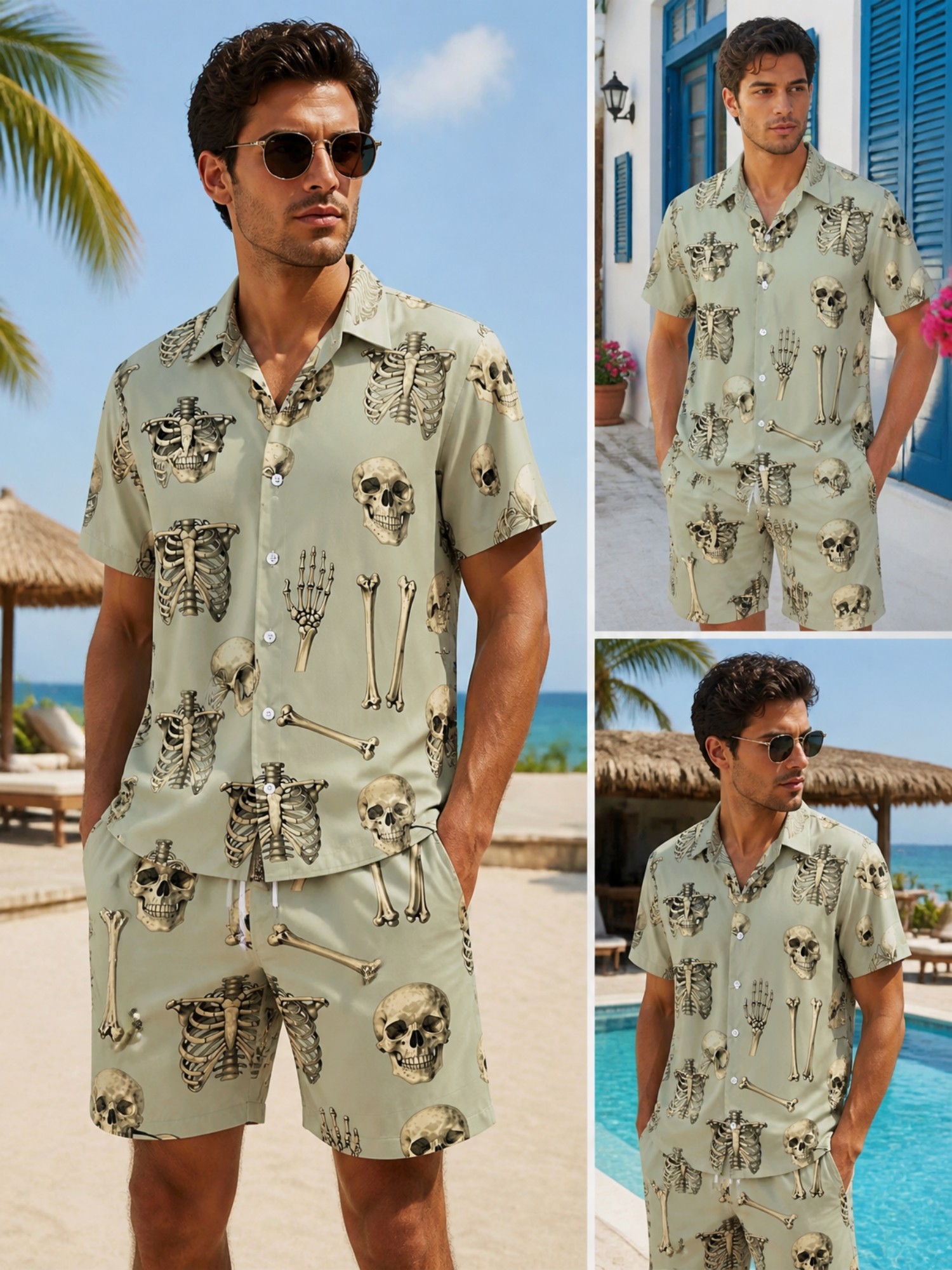 Resort Shirt Floral - Heren bloemenhemd met korte mouwen en