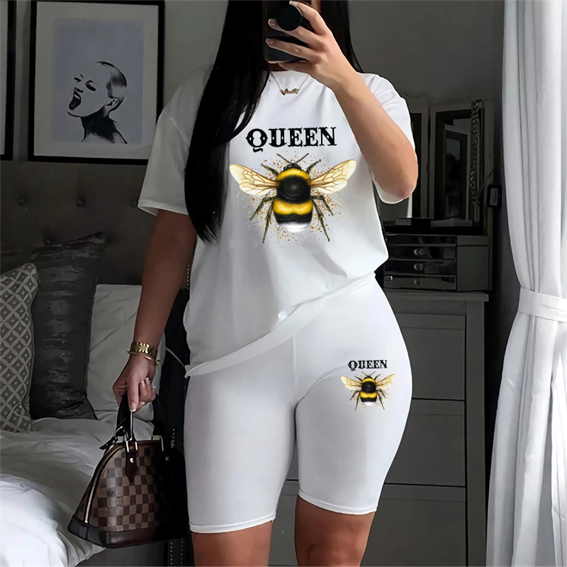 Tee Graphic Print - Vrouwen Tweedelige Set Zomer Korte Mouw