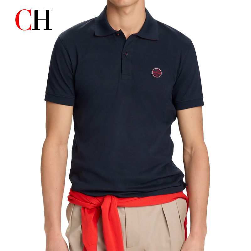 Polo Shirt Pique - CH Red Accent Circulaire rubberen patch