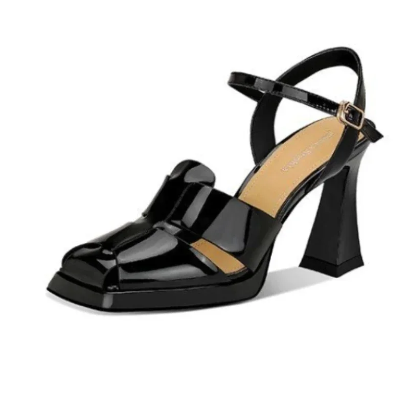 Casual Sandal Leather - Damessandalen met hoge hak Mode lakleer