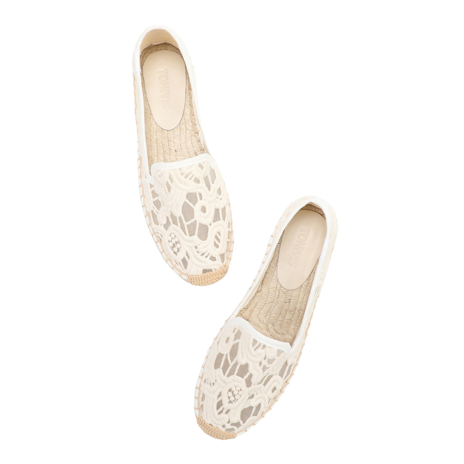 Espadrille Slip On - Dames kanten espadrilles flats instappers elegante