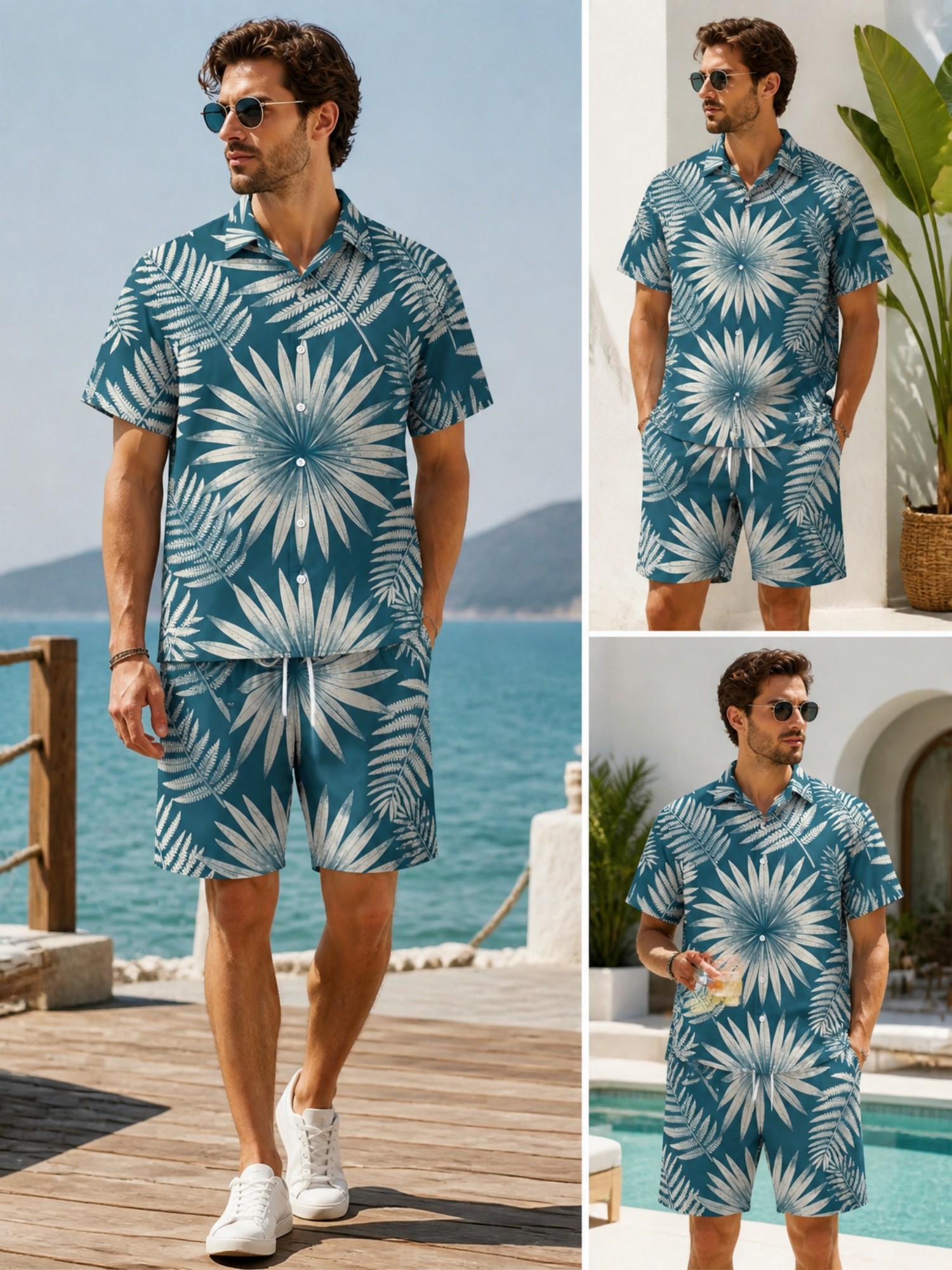 Resort Shirt Floral - Heren bloemenhemd met korte mouwen en