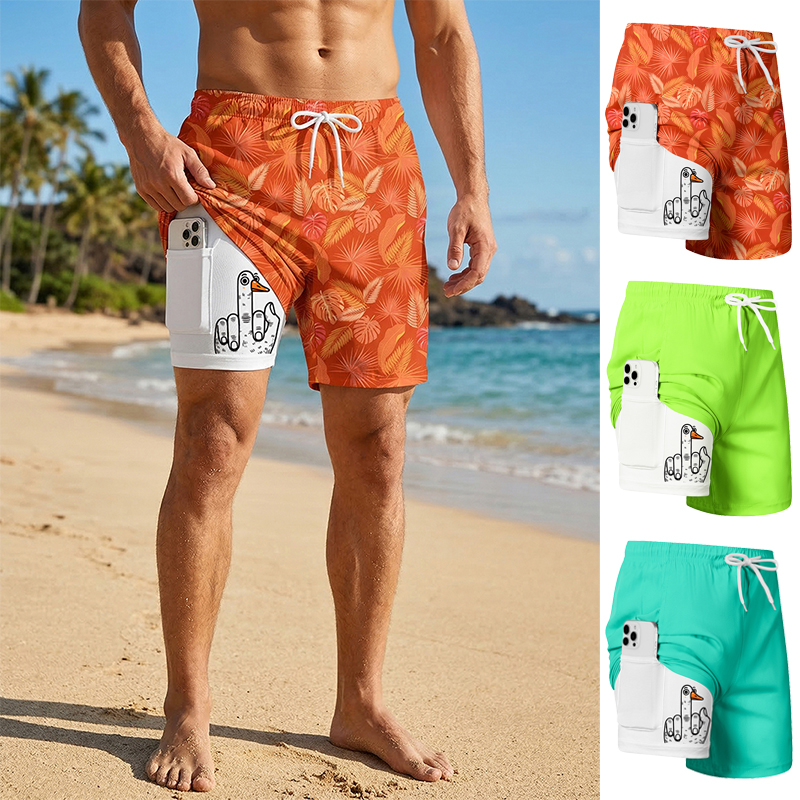Swim Trunk Quick Dry - Heren boardshorts met grappige eendprint en