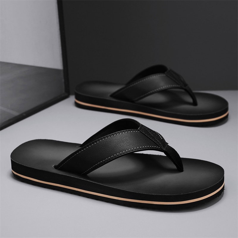 Flip Flop Leather Men - Vintage gewassen kunstleren slippers voor heren,
