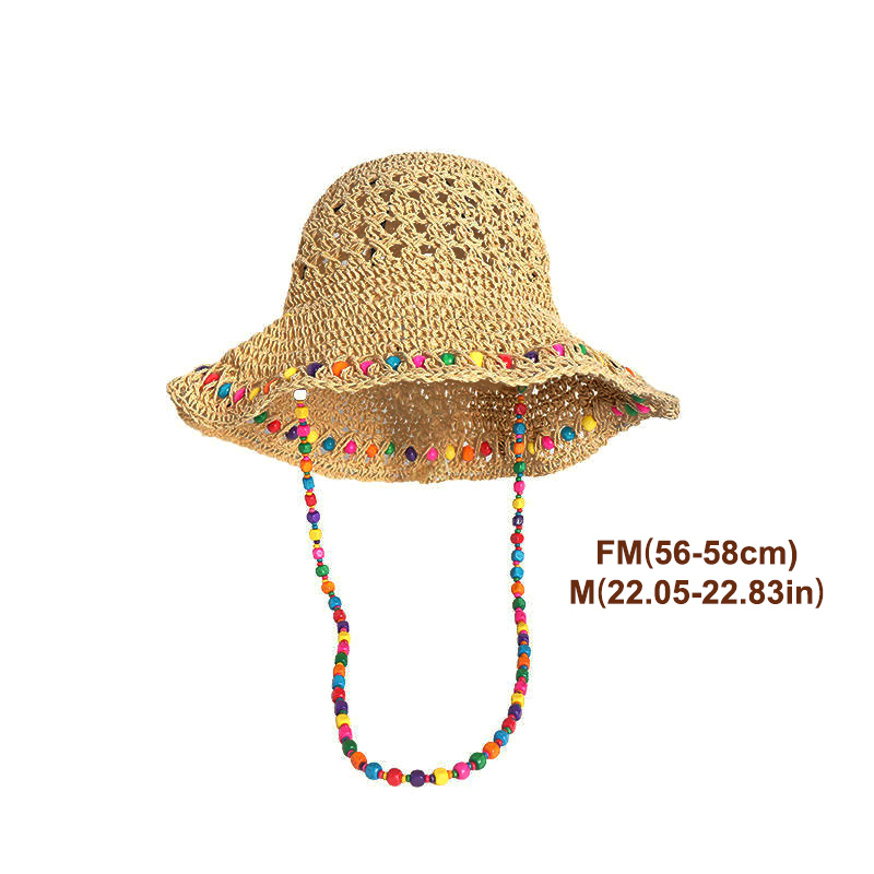 Bucket Hat Straw - Retro veelzijdige holle grote rand strandhoed