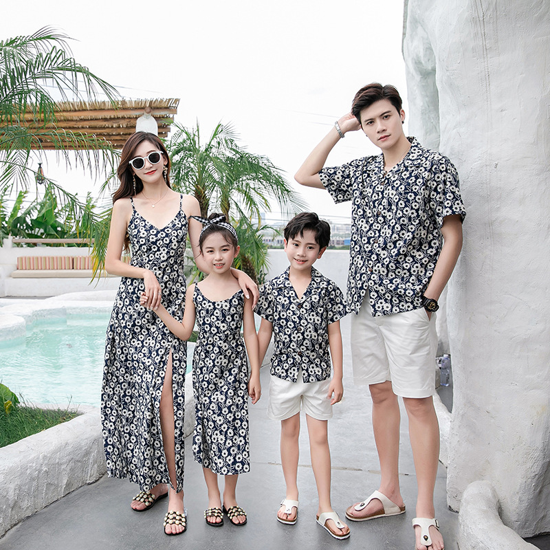 Resort Shirt Floral - Familie matching outfits: bloemenprint maxi jurk