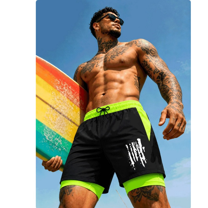 Trunks Board Surf - Herenswimshorts met dubbele laag, snel drogend,