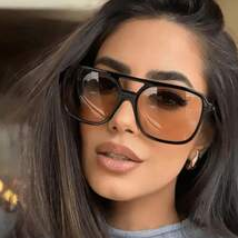 Sunglasses Aviator Polarized - Zwarte vierkante zonnebril in pilotenstijl met