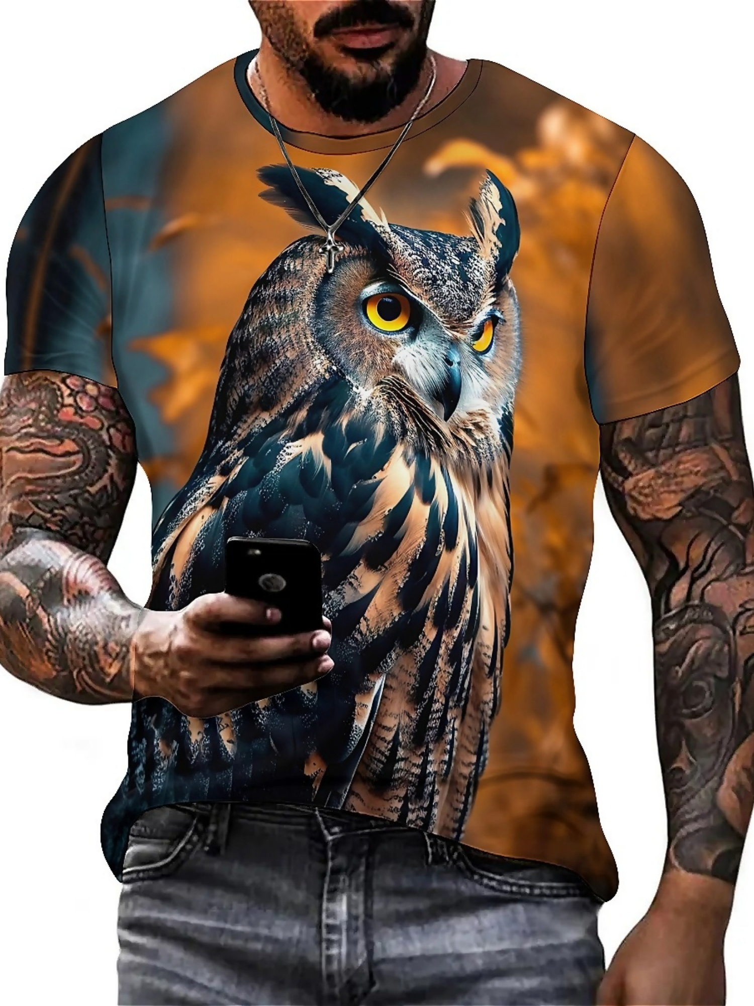 Heren en dames 3D-print Uil gr - Tee Graphic Print recensie en prijs