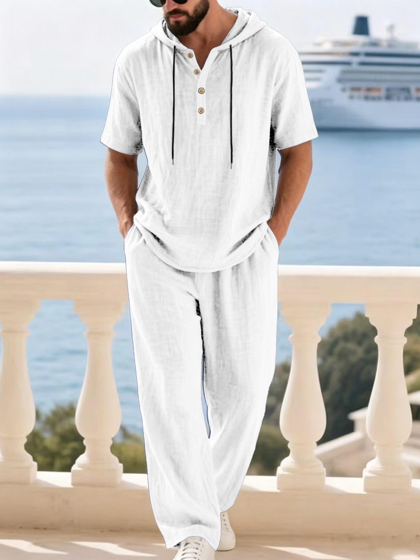 Heren katoenen linnen 2-delige - Short Linen Drawstring recensie en prijs