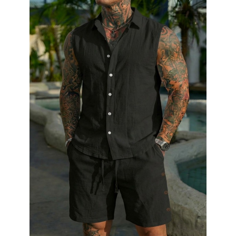2-delig linnen set voor heren, - Short Linen Drawstring recensie en prijs