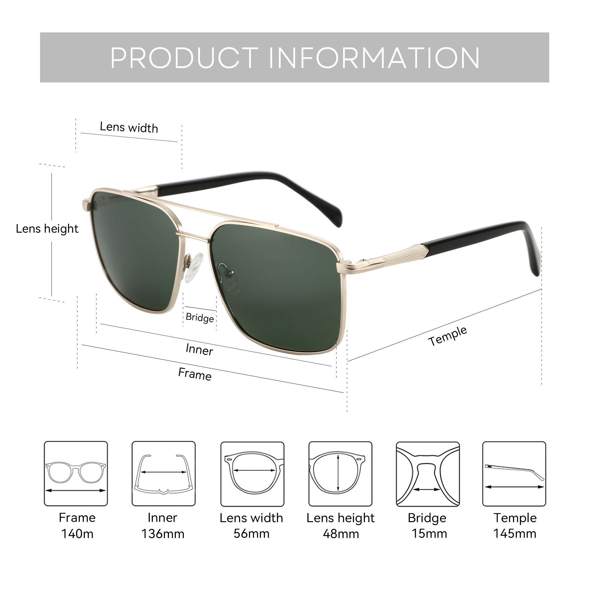 BLUEMOKY L Maat Mode Metalen A - Sunglasses Aviator Polarized recensie en prijs