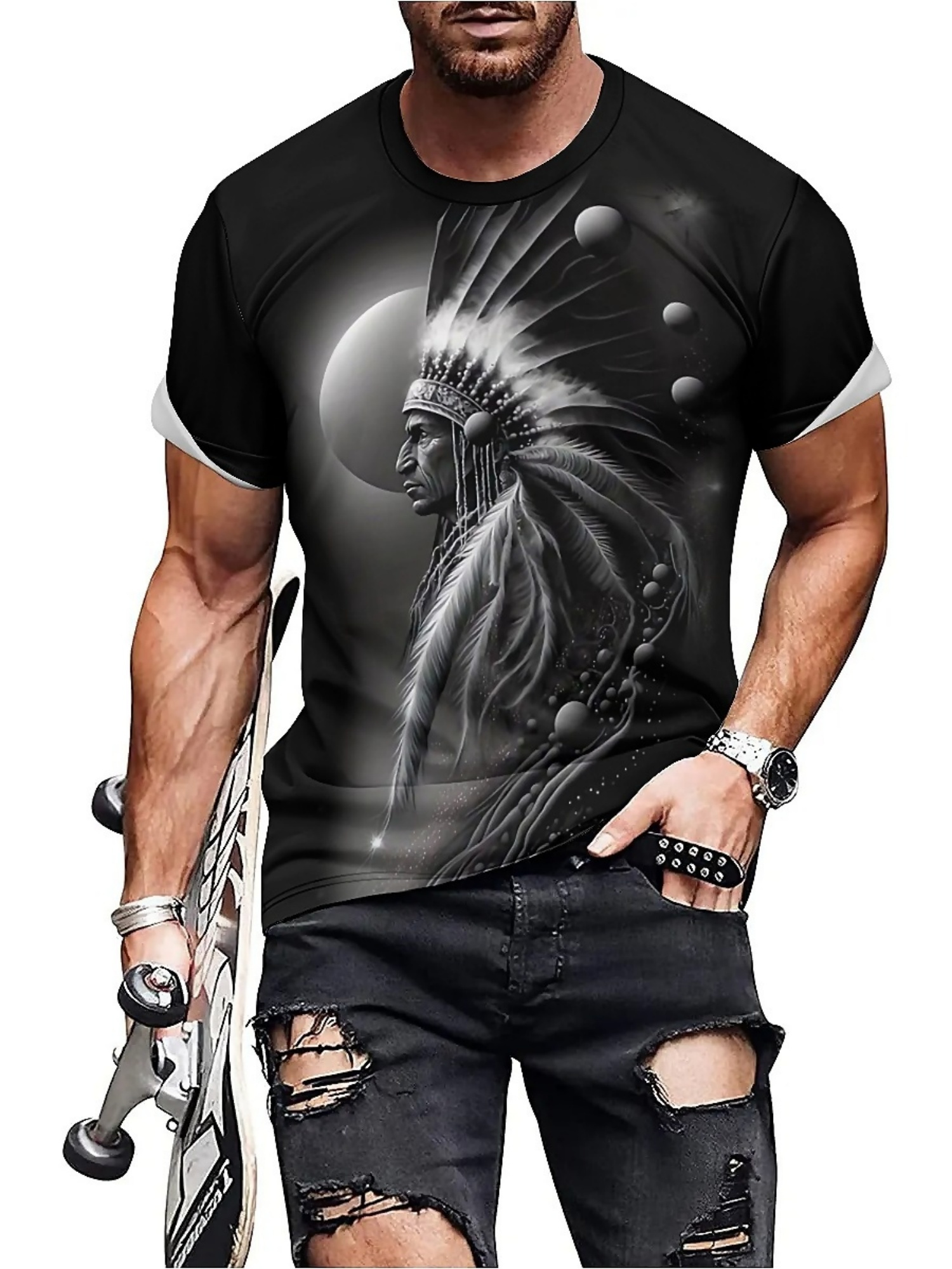 3D-geprint Tribal Chieftain gr - Tee Graphic Print recensie en prijs