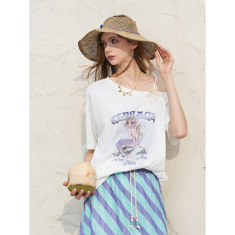 ELFSACK Off-shoulder wit T-shi - Tee Graphic Print recensie en prijs