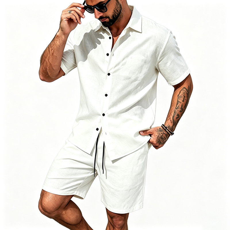 Heren linnen tweedelige outfit - Linen Shirt Breathable recensie en prijs