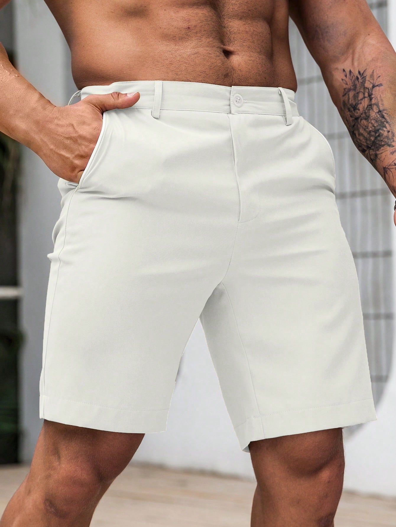 Effen chino-casualshorts voor  - Shorts Chino Slim recensie en prijs