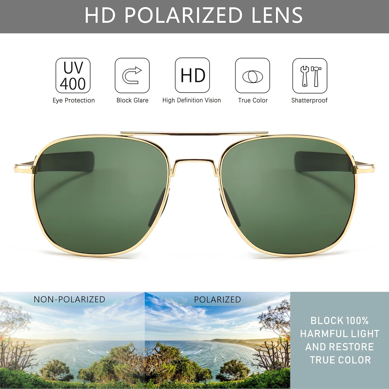 Herens zonnebrillen in militai - Sunglasses Aviator Polarized recensie en prijs