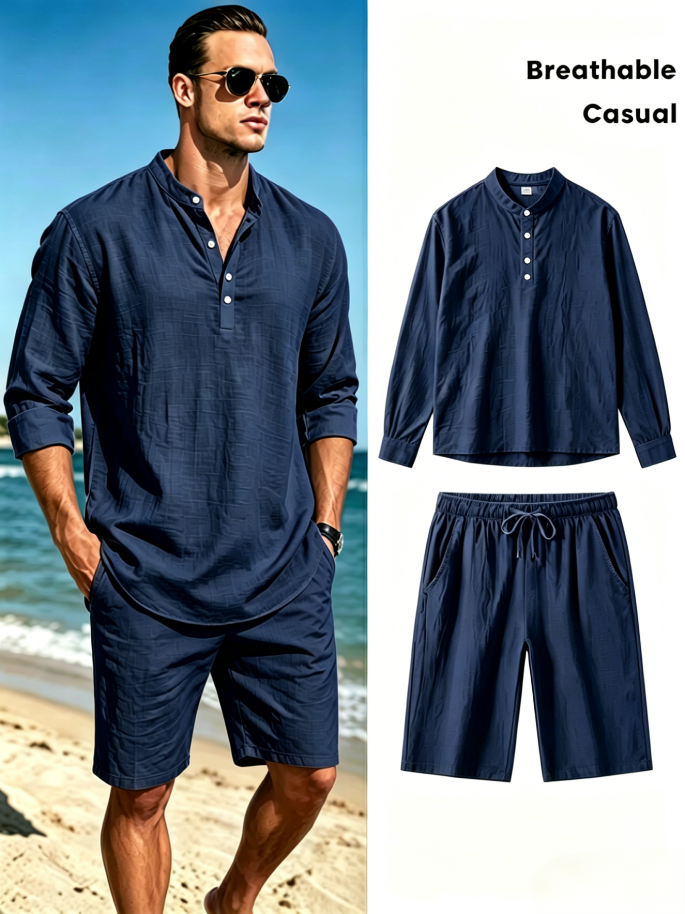 Herenset van katoenen linnen h - Linen Shirt Breathable recensie en prijs