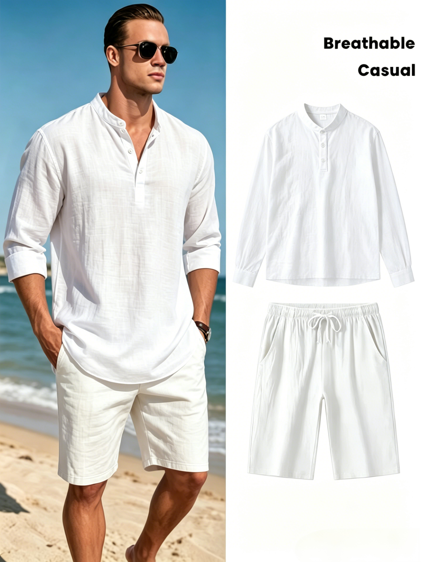 Herenset van katoenen linnen h - Linen Shirt Breathable recensie en prijs