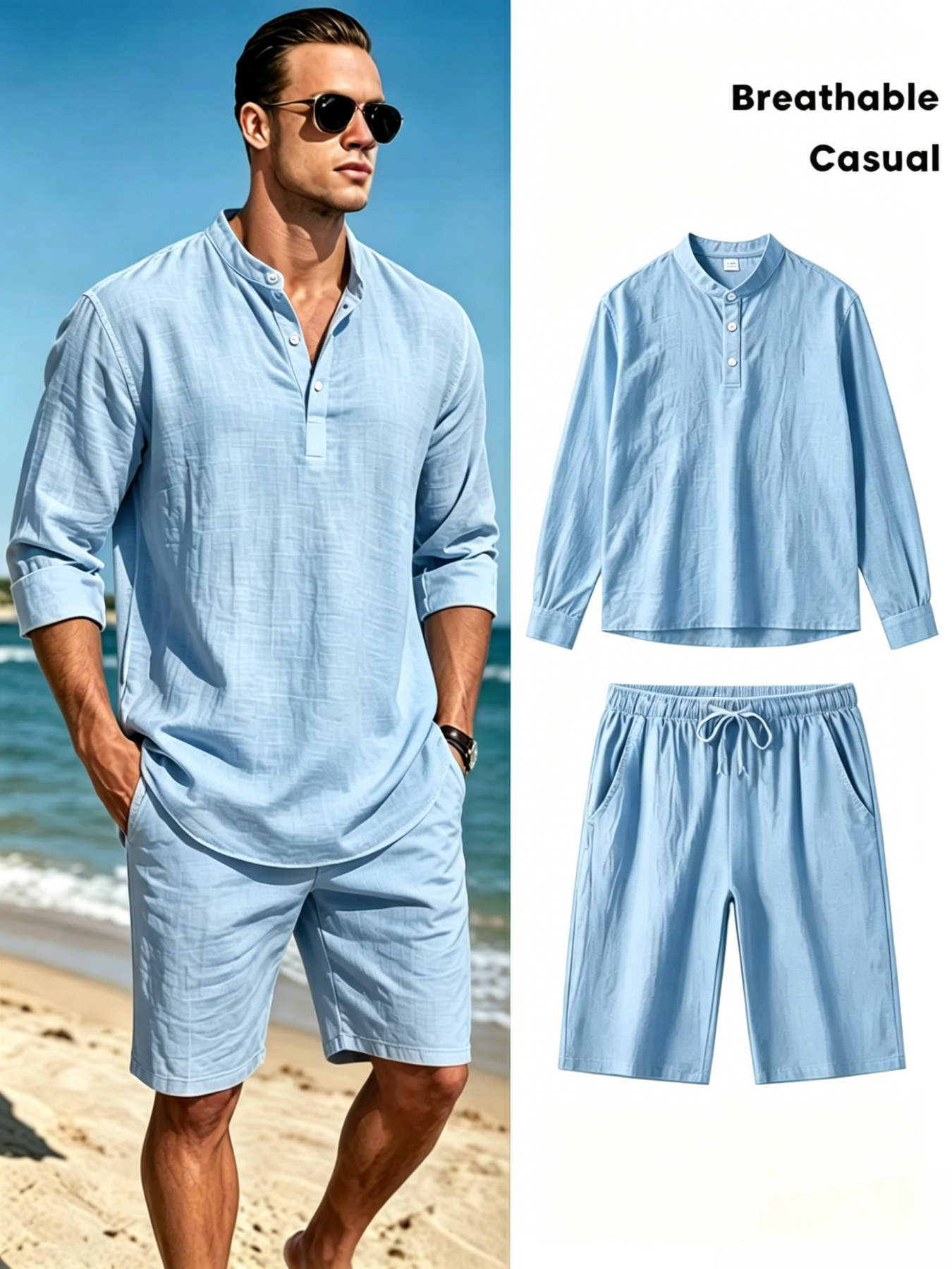 Herenset van katoenen linnen h - Linen Shirt Breathable recensie en prijs