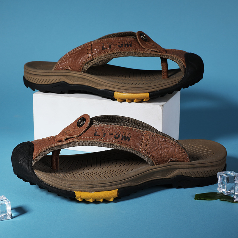 Nieuwe heren slippers van echt - Flip Flop Leather Men recensie en prijs