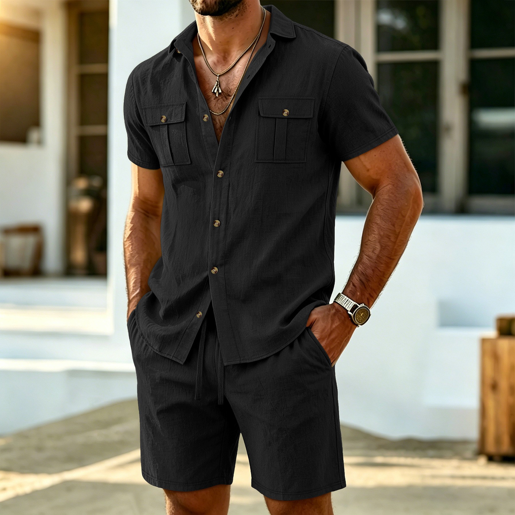 Zomermode Heren Linnen Shirt m - Shirt Camp Collar recensie en prijs