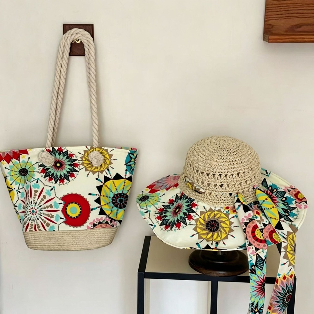 Boho strohoed en strandtas set - Bucket Hat Straw recensie en prijs