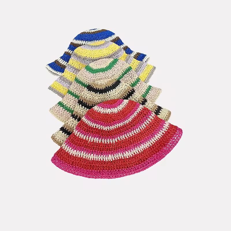 Nieuwe Gestreepte Gebreide Str - Bucket Hat Straw recensie en prijs