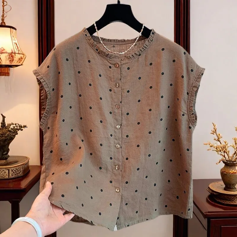 Dames retro linnen katoenen bl - Shirt Camp Collar recensie en prijs