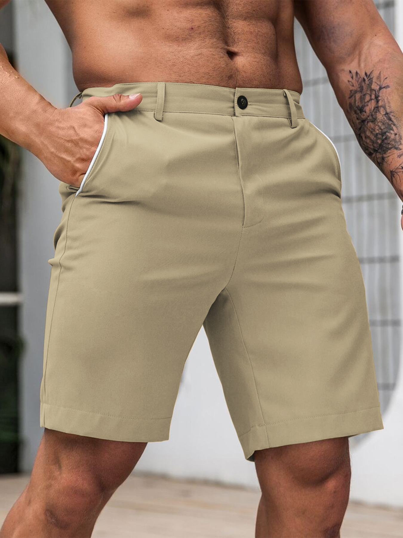Heren chino shorts met contras - Shorts Chino Slim recensie en prijs