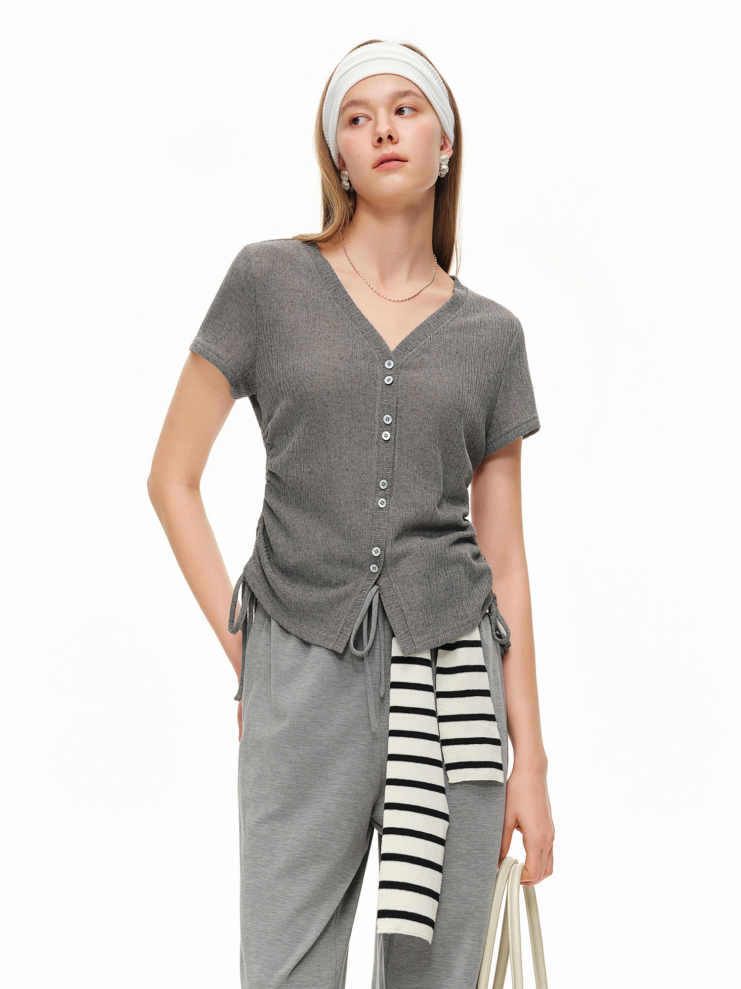 DUSHU Lichtgewicht linnen T-sh - Short Linen Drawstring recensie en prijs