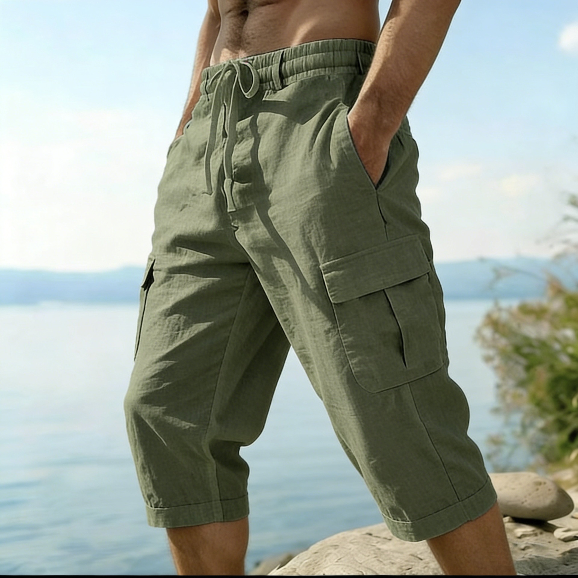 Heren zomer katoenen linnen sh - Short Linen Drawstring recensie en prijs